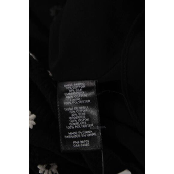 Rebecca Taylor Womens Floral Print Ruffled Button DownBlouse Black White Size 8 - Picture 5 of 7